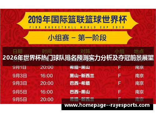 2026年世界杯热门球队排名预测实力分析及夺冠前景展望