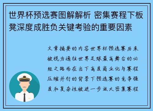 世界杯预选赛图解解析 密集赛程下板凳深度成胜负关键考验的重要因素